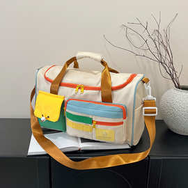 撞色斜挎运动健身包大容量旅游手提行李包时尚外出短途出差旅行包