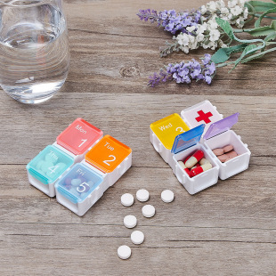 7 days, 8 squares, 1 week, portable sub-pack medicine box, medicine pill storage box, medicine box, portable medicine dispenser