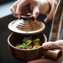 凡土创意粗陶砂锅炖锅家用微波炉小锅煲仔饭耐高温带盖汤碗餐西辰