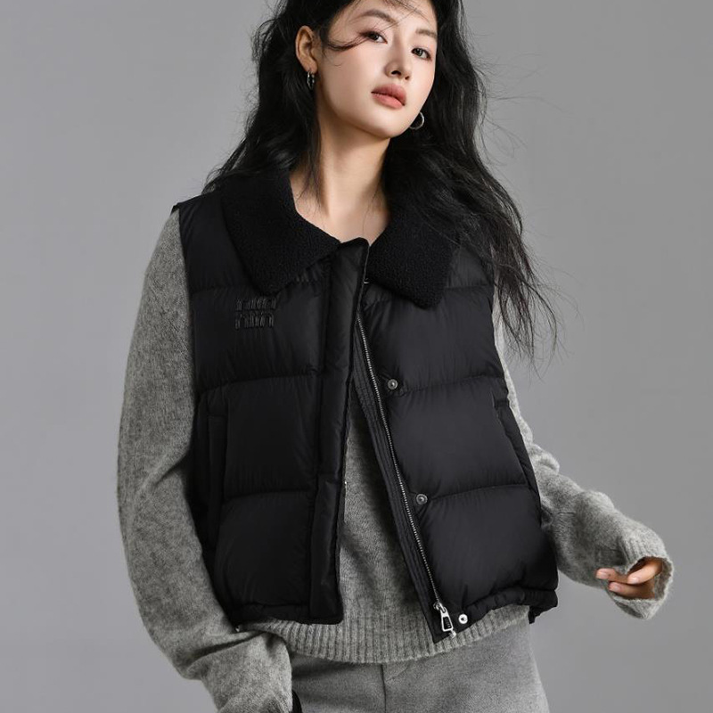 短款马甲女翻领外套秋冬新款羽绒棉马夹女外穿韩版百搭坎肩背心潮|undefined