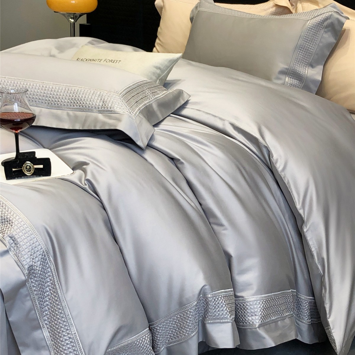 Minimalist Italian Style Plain High-End Bedding Bedding Four-Season Pure Cotton Long-Staple Cotton Four-Piece Home Textile Claire