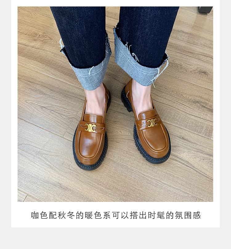 葡萄妈Studiolee英伦风小皮鞋女小金扣圆头一
