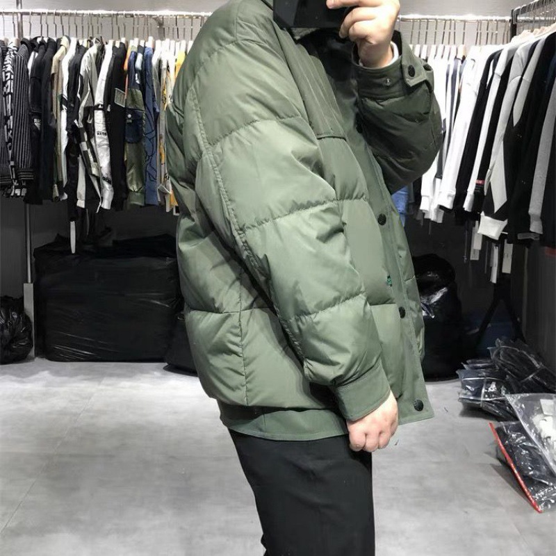 겨울 새로운 남성의면 패딩 재킷 패션 짧은 옷깃 스티칭 대비 컬러 캐주얼 두꺼운 따뜻한 코트