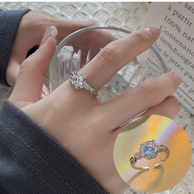 Simple Style Geometric Copper Inlay Zircon Open Ring 1 Piece