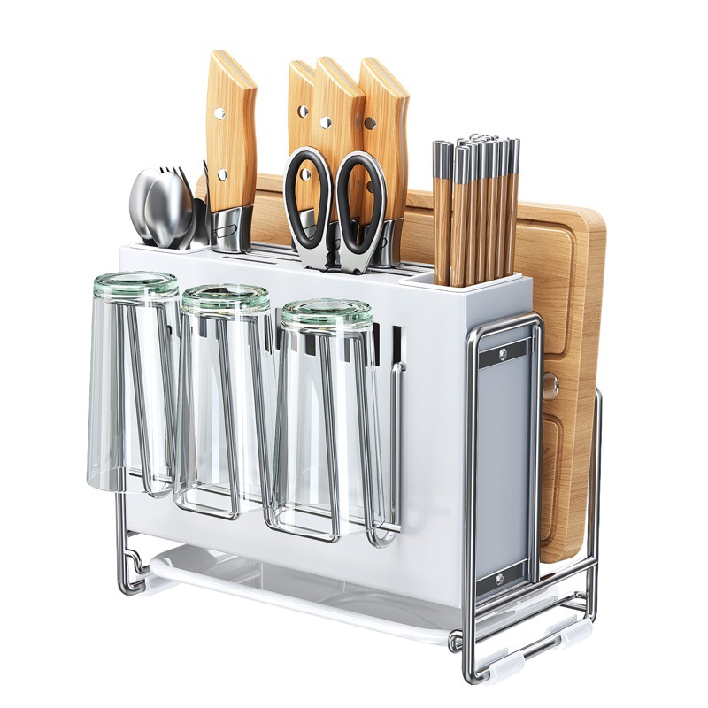 Cuchillo de cocina titular rack de almacenamiento multifuncional palillos titular tabla de cortar cuchillo de cocina trapo gadget rack de almacenamiento