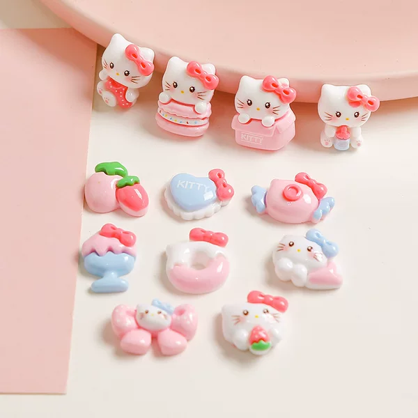 Bowknot Cartoon Hello Kitty DIY Cream Glue Phone Case Materials Handmade Jewelry Resin Accessories Necklace