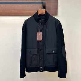 LP男士Loro高端  聚酯纤维针织拼接立领夹克外套 版型挺括