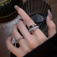 Set of Two Lightweight Luxury High-End Opening Ring for Women, Ins-Inspired Unique Design, Fashionable and Personal, Influencer Style, Exquisite Index Finger Ring