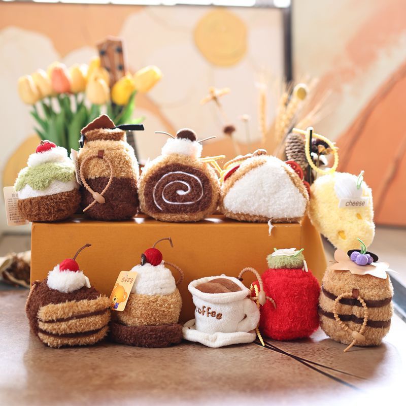 かわいい萌えアフタヌーンティーケーキシリーズのペンダントぬいぐるみのスイーツのバッグに飾られたキーホルダー人形|undefined