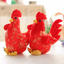 婚庆红色鸡毛绒玩具压床公仔小鸡玩偶公鸡母鸡布娃娃结婚抱鸡一对