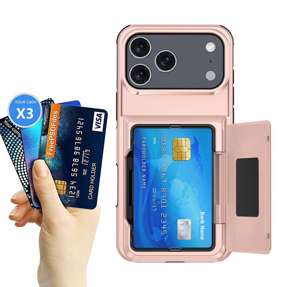 适用苹果18手机壳插卡17ProMax翻盖支架卡槽iphone16钱包硬壳定制 数码、电脑厂家批发实拍图