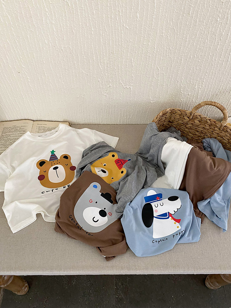 Pijamas para niños, ropa para el hogar para niños, traje de manga corta, ropa de verano para niños de mediana edad, ropa de verano para niños de sección delgada, ropa suelta para niños