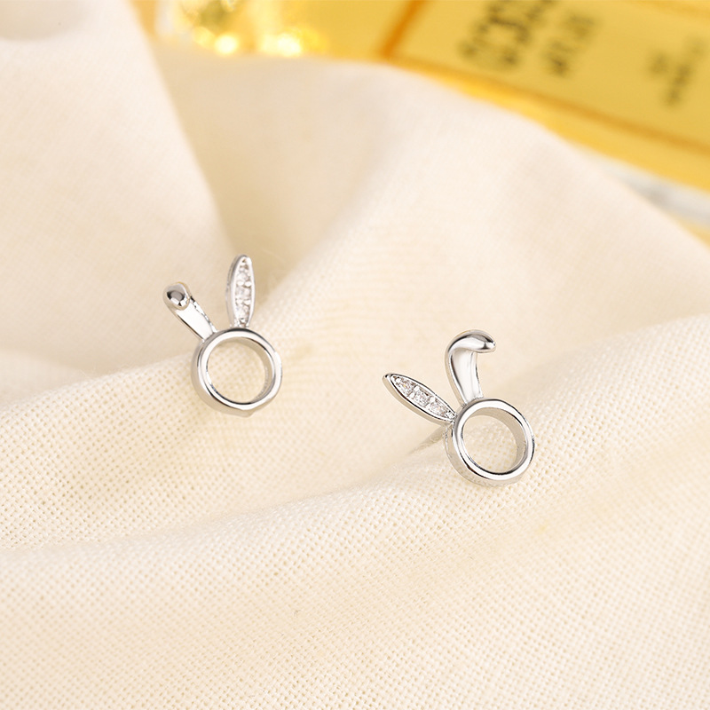 1 Pair Cute Bunny Ears Inlay Copper Zircon Ear Studs display picture 2