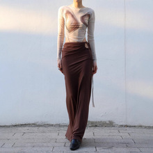 清仓特价设计风热卖2025夏季爆款松紧腰金属扣显瘦遮胯垂感半裙