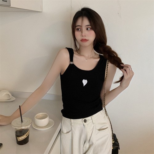 Ins petite sexy individual pure desire embroidery camisole top for women summer new hot girl base short camisole top for women