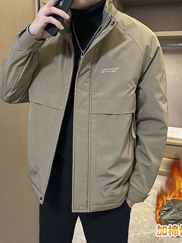 男士外套秋款2025新款潮牌立领宽松休闲男装衣服工装夹克保暖棉衣|undefined