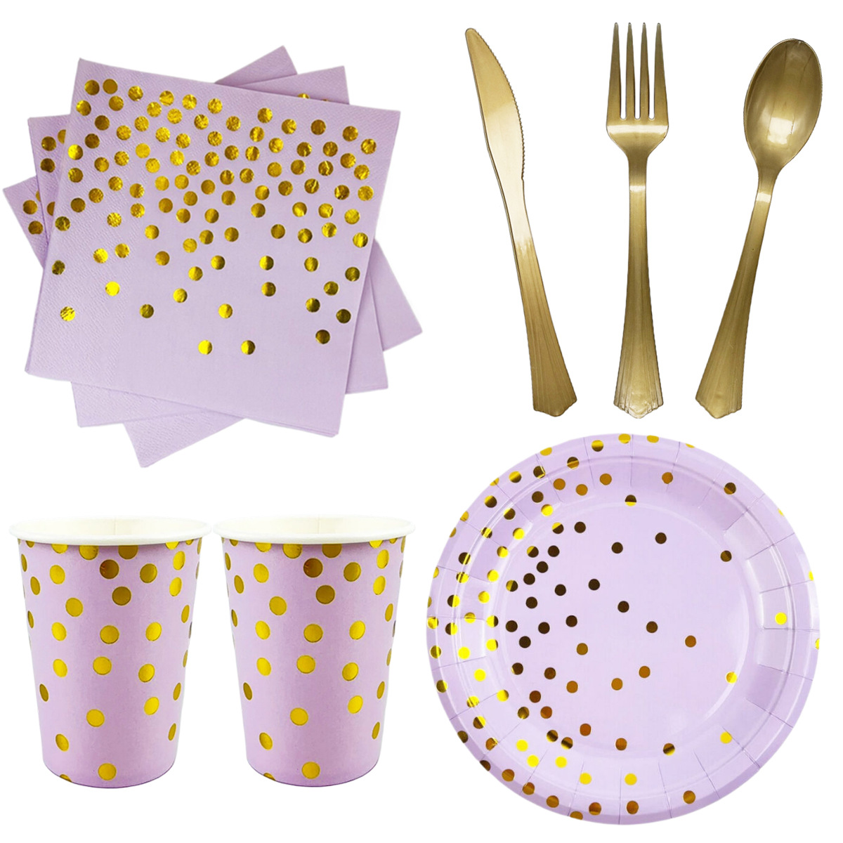 Taro Purple Bronzing Birthday Party Tableware suit Party Decoration Birthday Party Supplies Disposable Paper Tray Tissue