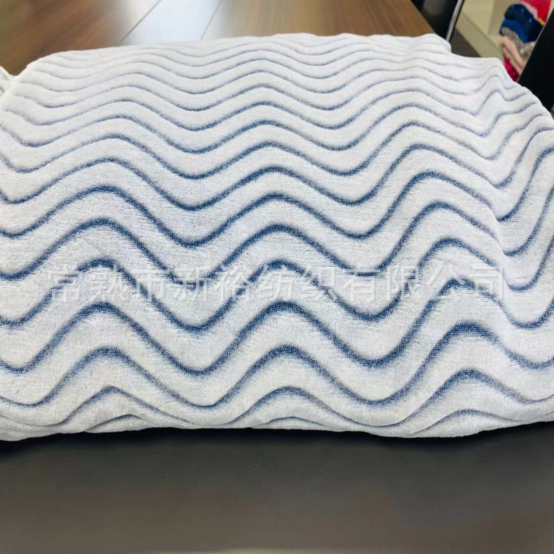 2021新款法兰绒背印剪花系列 波纹 法兰绒背印剪花家纺服装面料