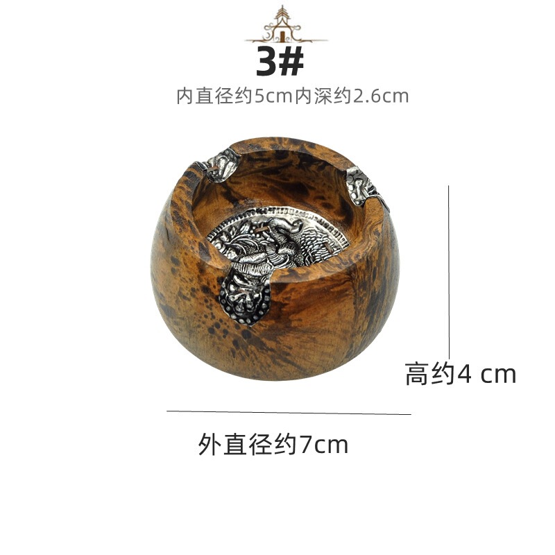 タイ産錫板無垢材灰皿工芸品卸売 リビングルーム ホテル 家庭用 クリエイティブな装飾品 豹柄丸型灰皿|undefined