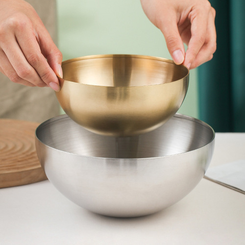 Korean cold noodle bowl outdoor stainless steel single-layer golden bibimbap noodle bowl soup basin barbecue restaurant salad bowl