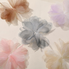 夏日超仙歐根紗漸變立體網紗花朵輔料DIY頭飾髮飾女配件材料批發