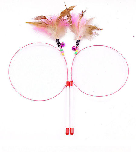 Cat toys funny cat stick steel wire colorful feathers with bells funny cat toys pet cat training stick interactive self-pleasure
