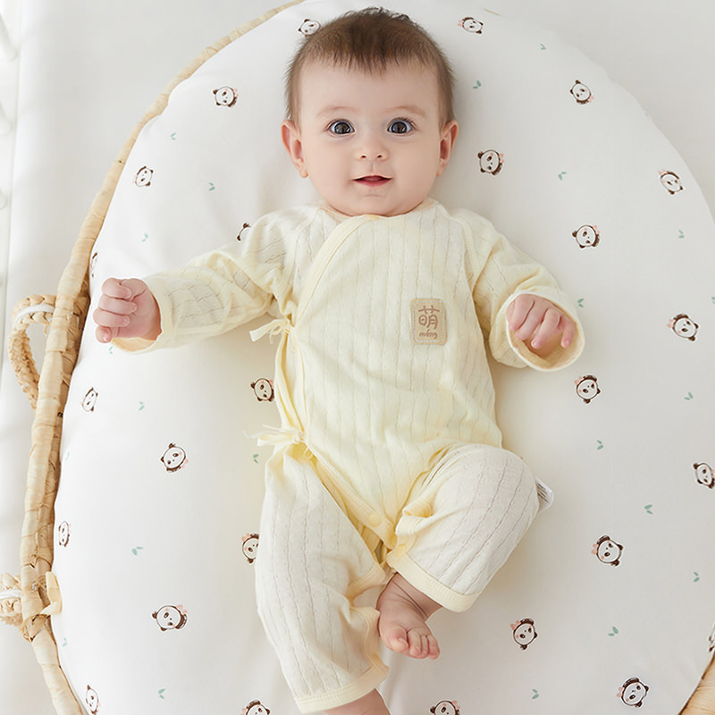 婴儿连体衣夏季薄款长袖哈衣新生儿衣服棉和尚服宝宝空调服睡衣