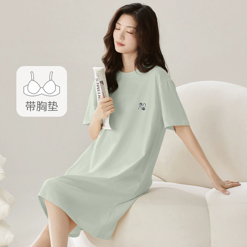 Pijama, top with cups, summer long skirt, oversize, with short sleeve