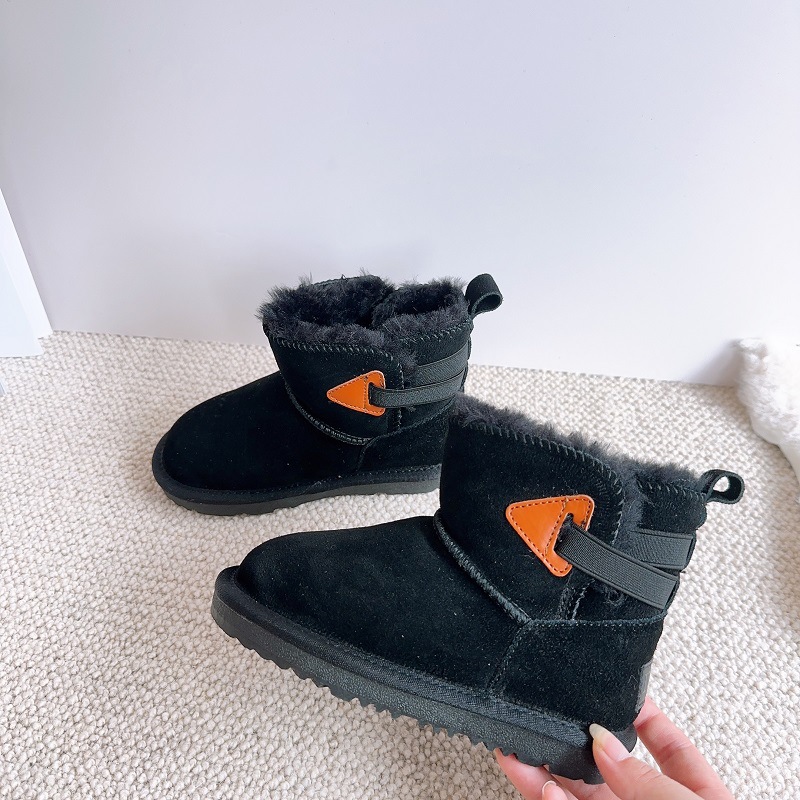 Neue Kinder-Schneestiefel aus echtem Leder, plüschig und warm für Jungen und Mädchen, wasserdichte Mädchenstiefel, Baby_voghion.com