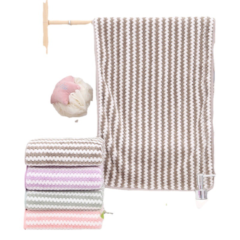 Towel coral fleece warp knitted towel than absorbent welfare gift printed LOGO face microfiber cross-border large bath towel