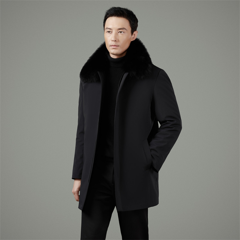 Winter New Luxury Men's Nike Coat with Mink Fur Collar and Gold Mink Lining for Middle-Aged Dads Winter New Luxury Men's Nike Coat with Mink Fur Collar and Gold Mink Lining for Middle-Aged Dads