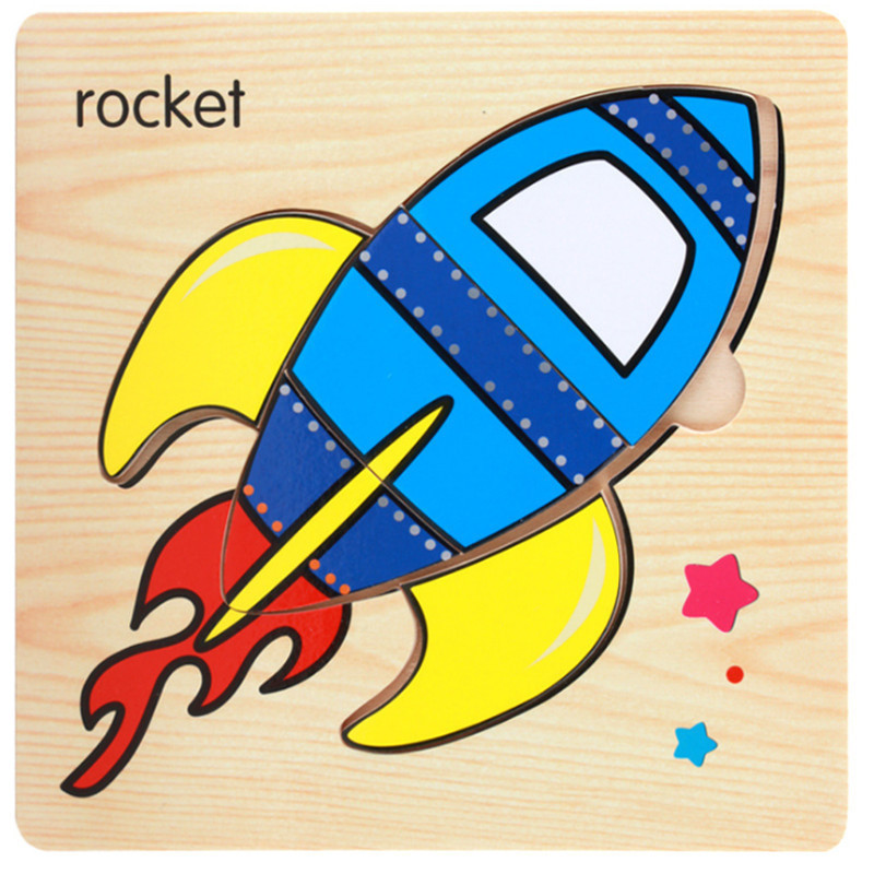 Nuevo rompecabezas tridimensional de madera de mano tráfico animal marino Ilustración cognición rompecabezas infantil juguete de rompecabezas de educación temprana