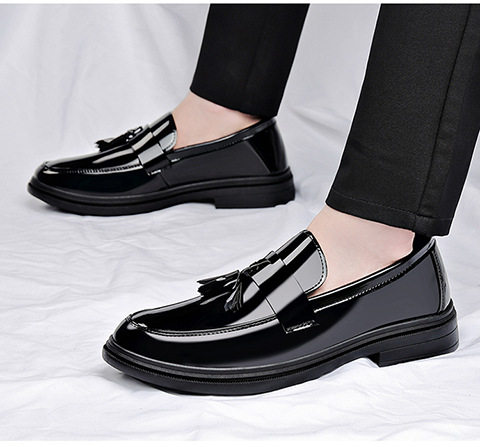 Giày da nam tráng gương kiểu lười tăng chiều cao, gót vuông 3–5 cm — BK-6 đen chi tiết 18