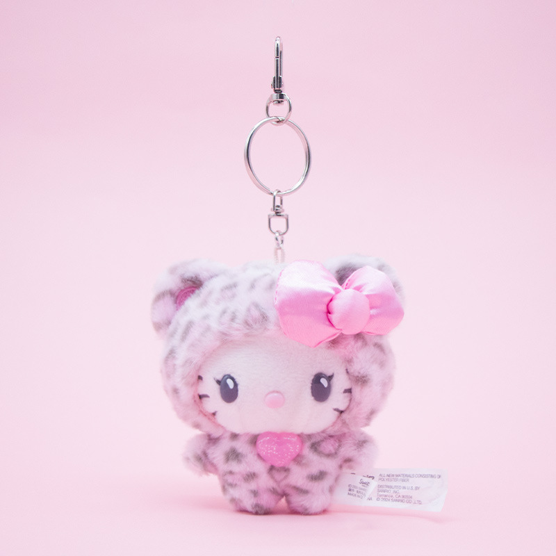 Hello Kitty Latte Leopard Print Keychain Bag Pendant Sanrio Plush Cute Ornament Japanese Style