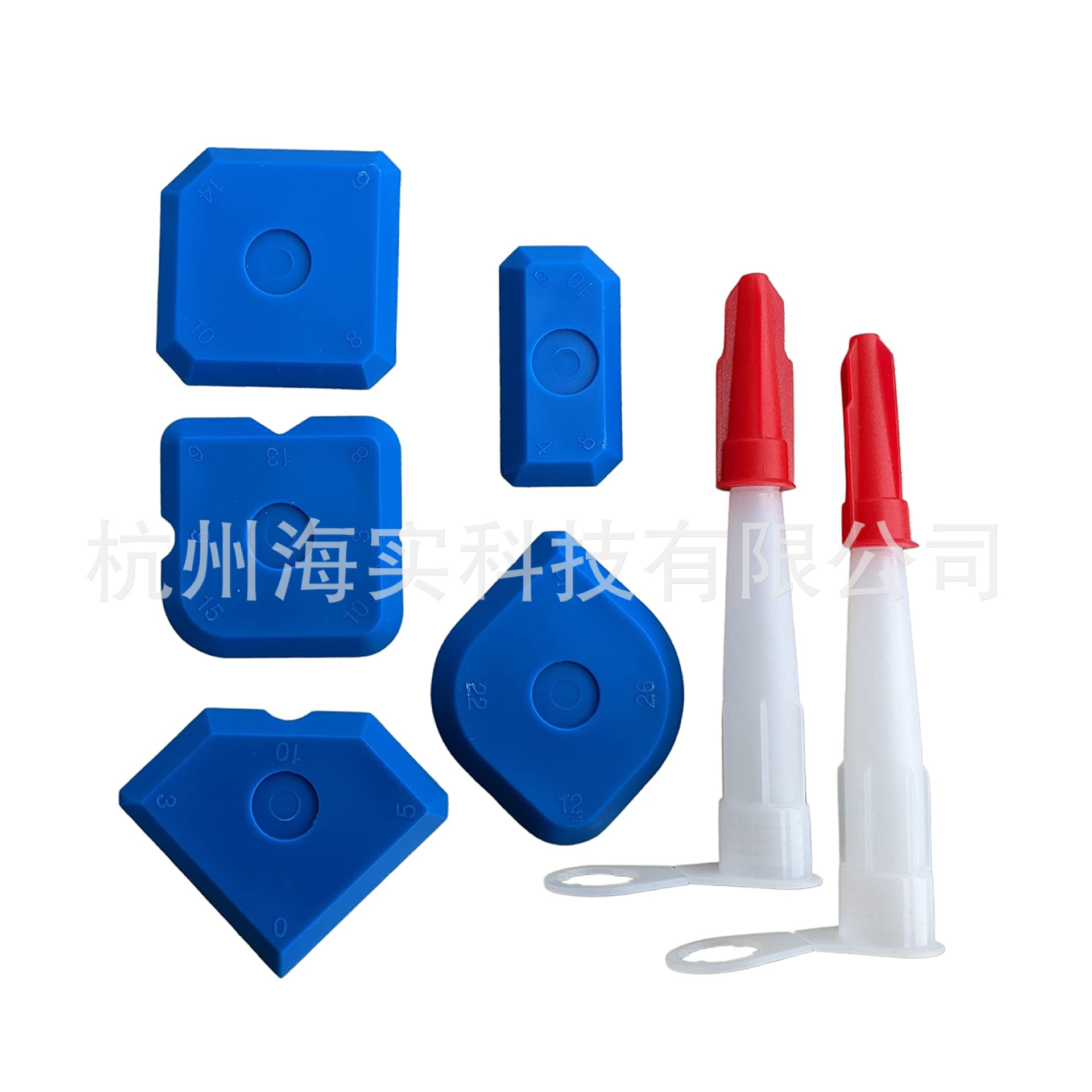 填缝玻璃胶密封片刮胶板9件套 打胶塑料尖嘴密封防漏盖帽胶咀