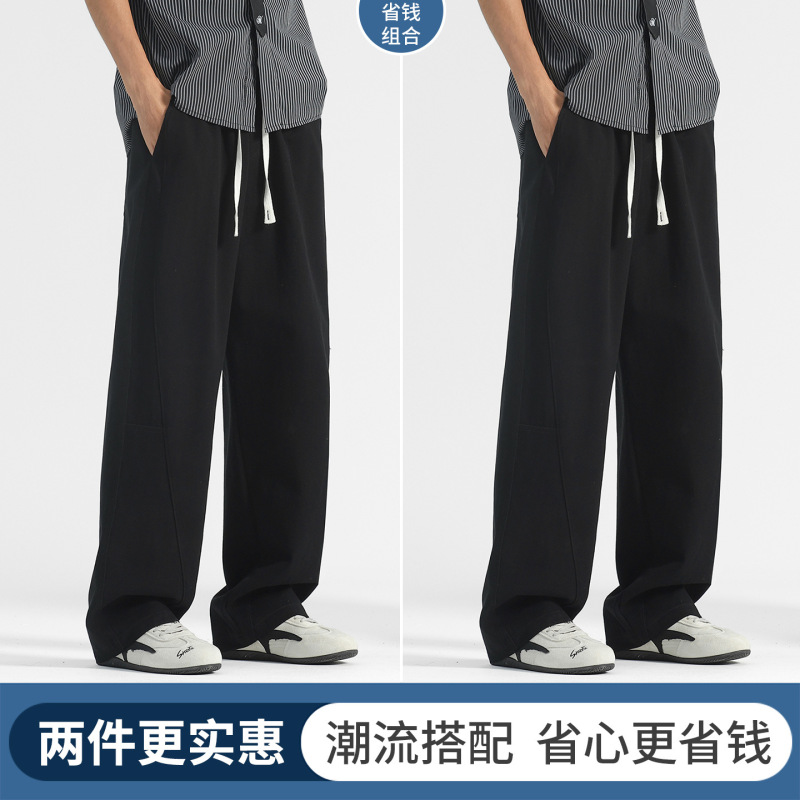 工装裤男款春秋季宽松阔腿直筒裤2025新款休闲裤男士卫裤纯棉裤子|undefined