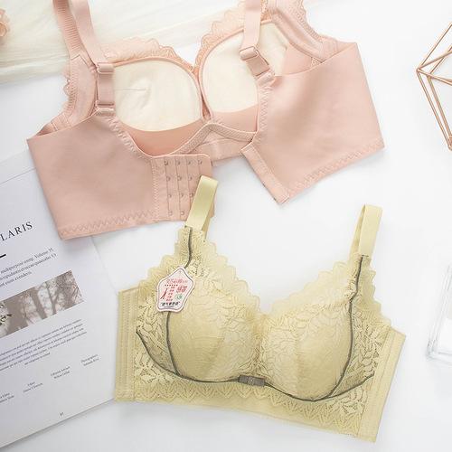 590# Summer Women's Bra Without Wires, Breast-Reducing Lace Medium Thick Cup Bra Wholesale
