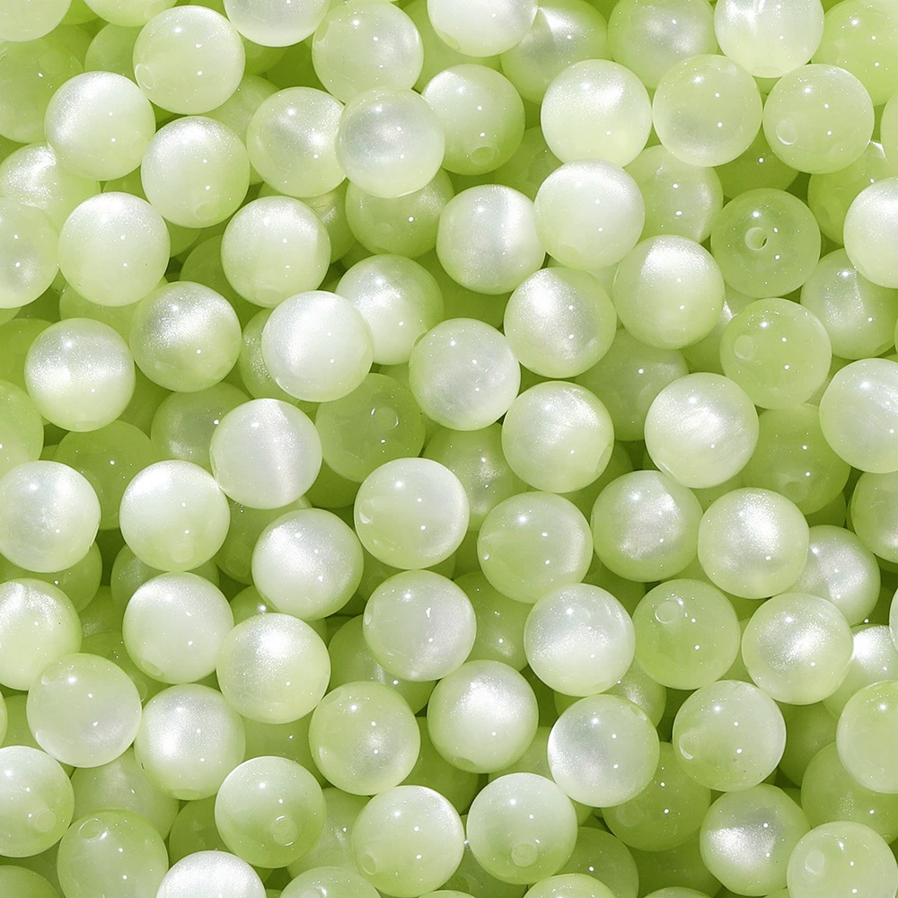 Resin cat's‑eye round beads, 8/10/12 mm, drilled 1.6/1.8/2.0 mm, assorted colors