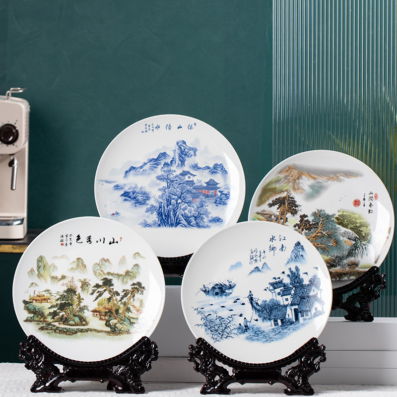(2개) 공예 BOGU 인치 사무실 산 스트림 봄 운율 JINGDEZHEN 세라믹 도자기 10 장식품 사무실 장식 세라믹 교수형