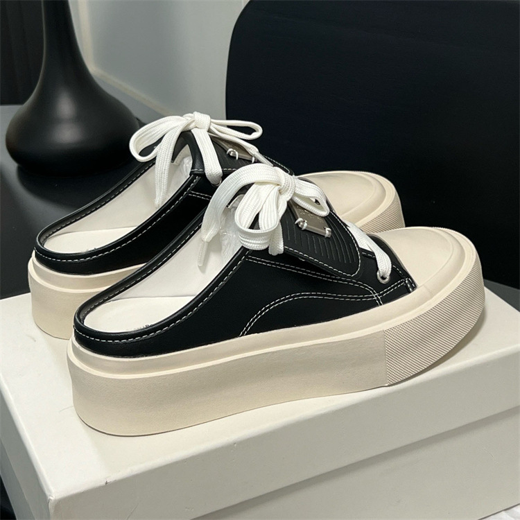 Half Drag 2024 Sommer Neue dicke Unterseite Baotou Mode Oberbekleidung Casual weiße Schuhe_voghion.com