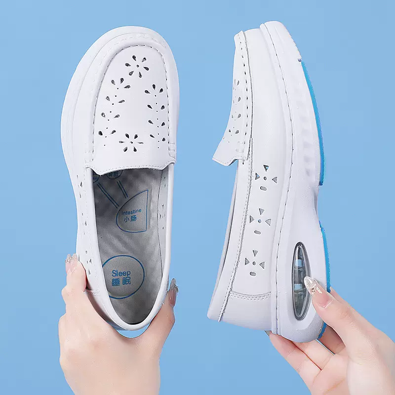 新款护士鞋女软底透气防滑不累脚厚底增高医护专用舒适白色单鞋子
