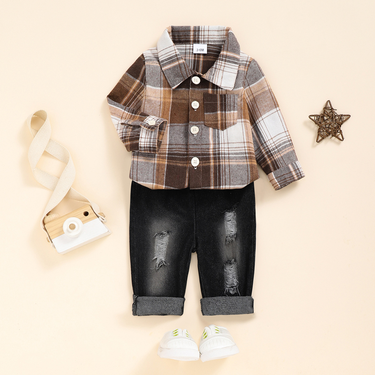 Fashion Plaid Polyester Boys Clothing Sets display picture 1