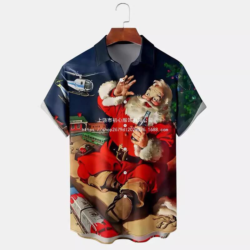 European and American Christmas plus size Men's 3D Shirt Independent Station Digital Printing Hawaiian Men's Shirt TUME Cardigan