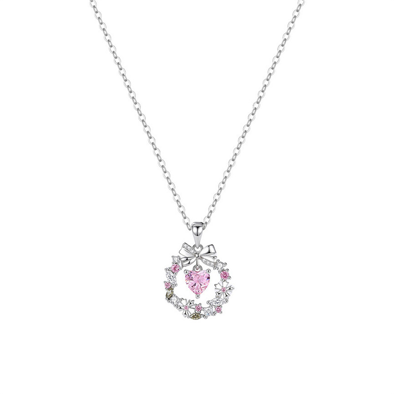 Schmetterlingsknotenkranz-Halskette für Damen, reines Silber, leicht, luxuriös, vielseitig, Feenstil, Liebe, Zirkon, dynamisches Schlüsselbein_voghion.com