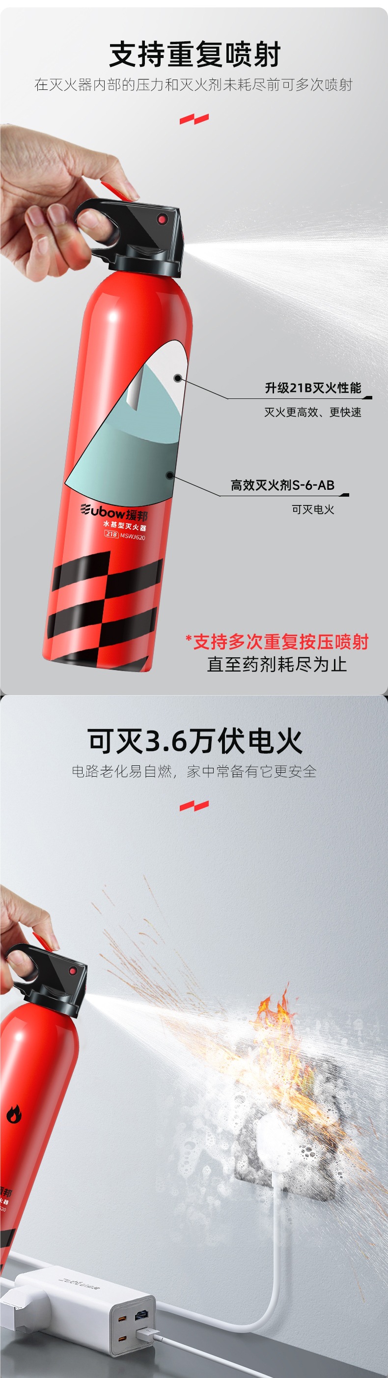 Car Fire Extinguisher 2025 New Model for Private Cars, High Temperature Resistant Car-Specific Small Water-Based Fire Extinguisher for Car and Home Use