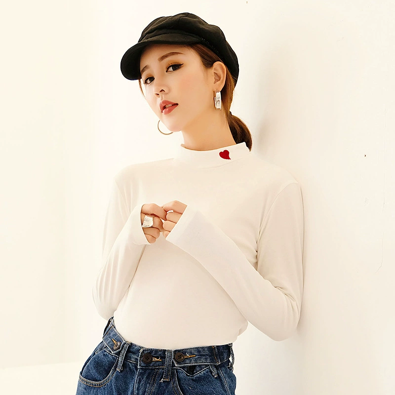 2023 осенне-зимняя приталенная рубашка с длинными рукавами, элегантный пригородный однотонный пуловер с круглым вырезом и вышивкой, белая рубашка