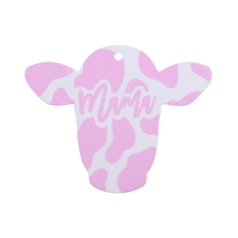 Nueva MAMA de madera cabeza vaca estilo Occidental llavero colgante creativo DIY animal la historieta Accesorios