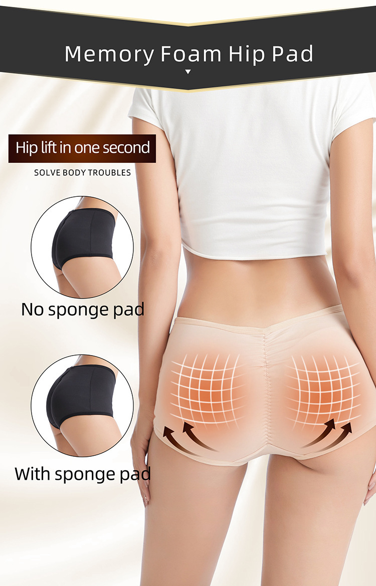 Cross-border European and American Body Shaping Pants  Ass PP Sponge Pad Removable Full Hip Full Hip Peach Hip Base Underwear_voghion.com