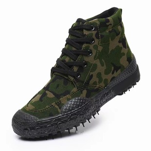 Factory supply 3520 high-top training shoes labor protection canvas breathable work shoes outdoor release shoes rubber construction site shoes