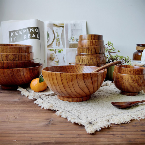 新巣AA级酸枣木整木碗中式米饭碗 汤碗泡面碗木餐具可雕刻LOGO
